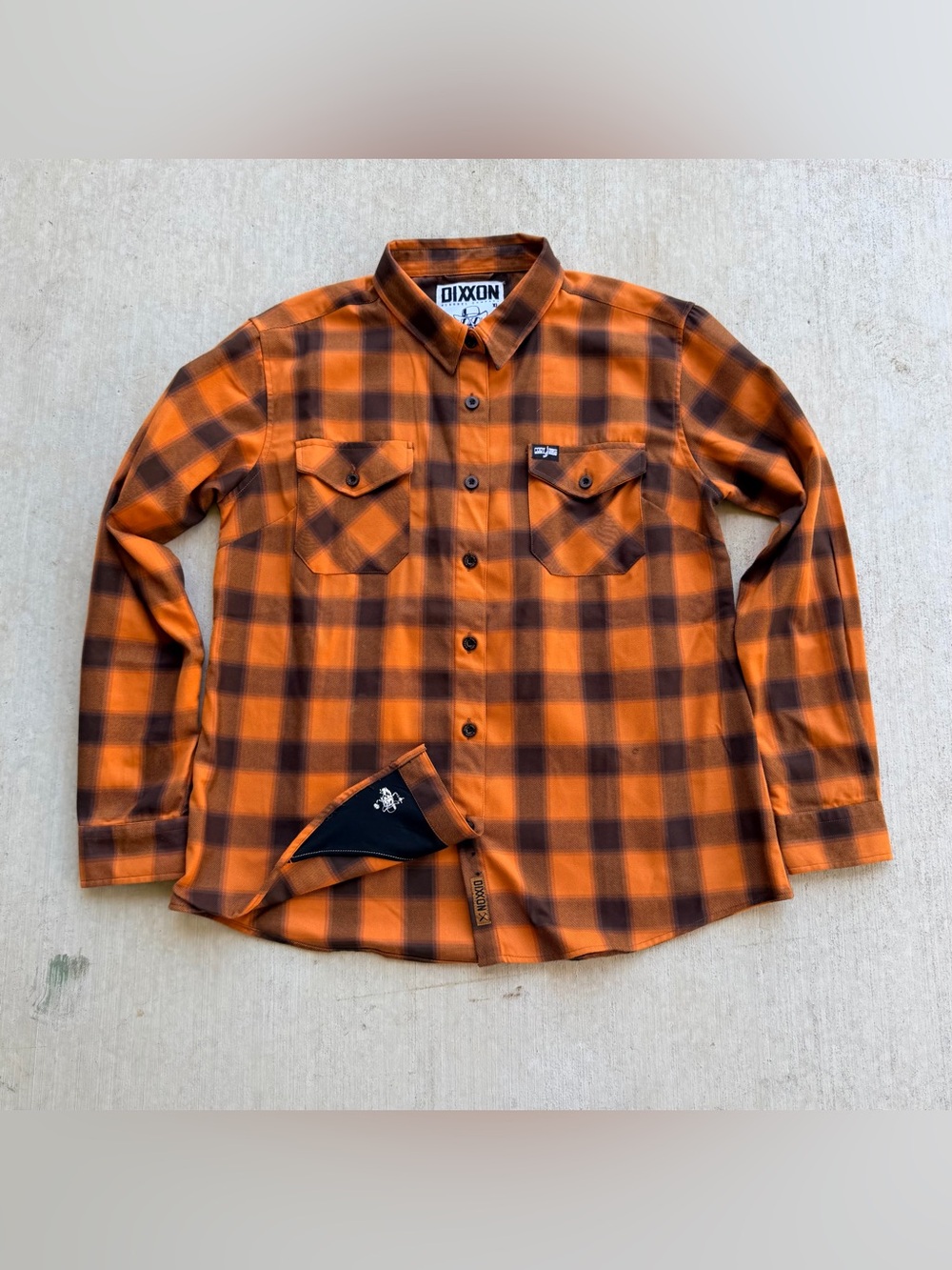 Dixxon Cody Jinks Flannel Women Size XL Orange Black Plaid Biker